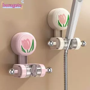 Giá đỡ đầu vòi hoa sen BORAGETE, Đế gắn đầu vòi hoa sen có thể điều chỉnh hoạt hình, Cốc hút di động Treo tường Giá đỡ vòi hoa sen Phụ kiện phòng tắm