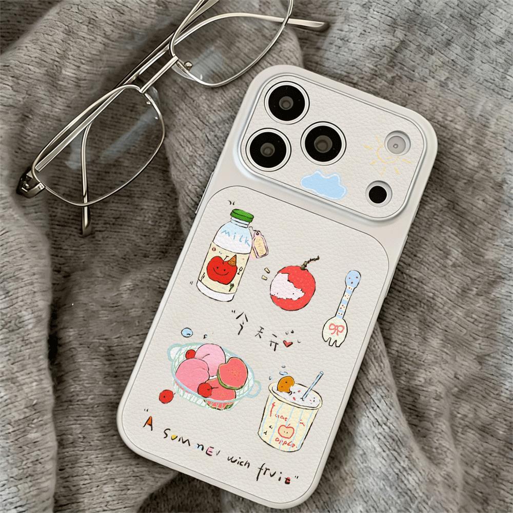 Mùa hè trái cây đồ uống vẽ tay cho trường hợp iPhone 17promax 161514plus 1312pro