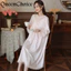 Phụ Nữ Mềm Mại Dài Tay Lưới Cotton Váy Bộ Đồ Ngủ Vintage Váy Ngủ Nữ Váy Ngủ Đồ Ngủ