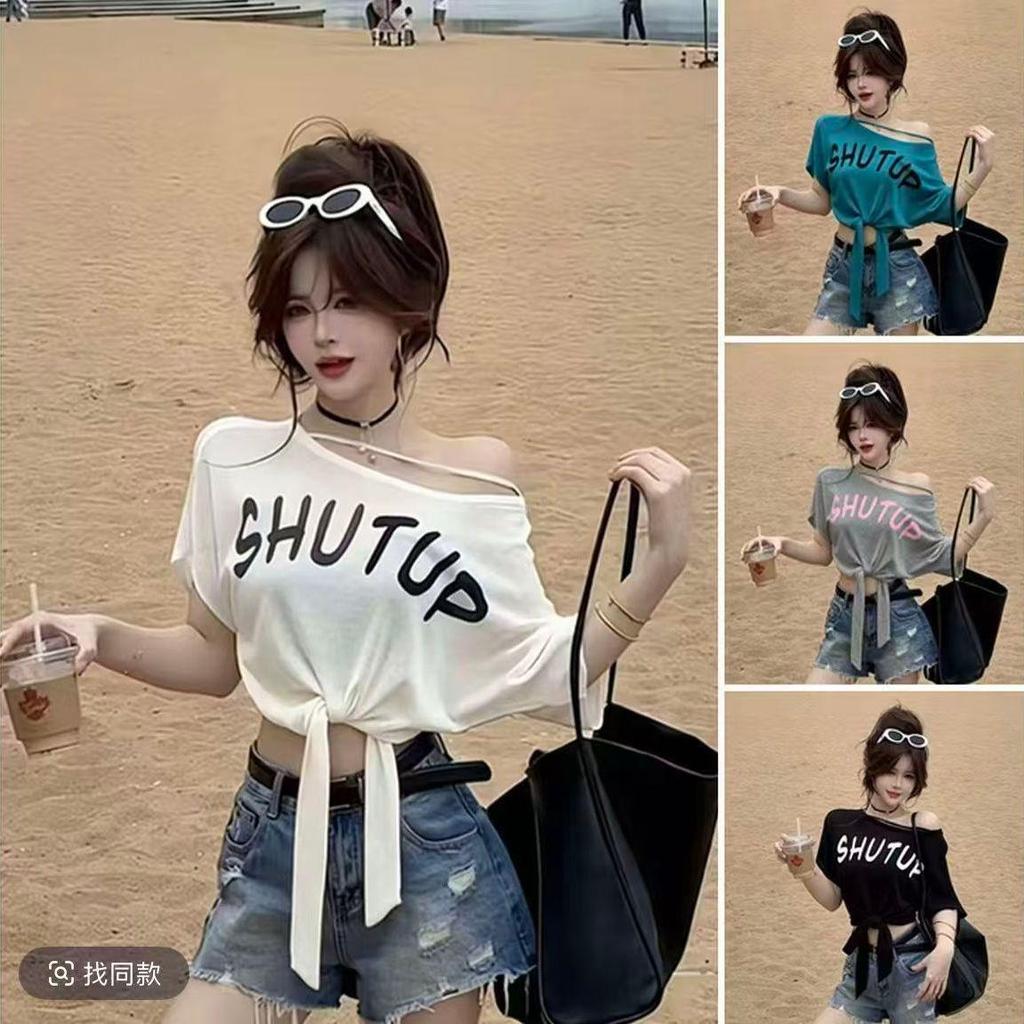 [Seckill có hạn trong thời gian] Phiên bản Hàn Quốc mùa hè Áo thun ngắn tay in chữ in hình chữ Cotton dành cho nữ thon gọn hơn trông cô gái xinh xắn hàng đầu