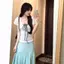 Phong cách nhẹ nhàng kiểu Pháp Váy chấm bi màu xanh lá cây bạc hà Nữ mùa hè Phong cách kỳ nghỉ eo hẹp thon gọn hơn Váy ngắn chữ a