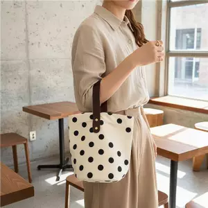 Túi mua sắm nữ sang trọng Springevenstar bằng vải Canvas Họa tiết chấm bi độc đáo Lựa chọn lớn và nhỏ Springevenstar