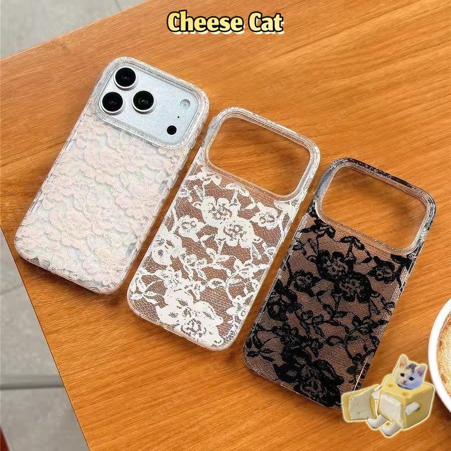 Ốp điện thoại ren trắng đen hồng cho iPhone 13 14 12 11 15 16 17 Pro Max 17 Air Xs XR 7Plus