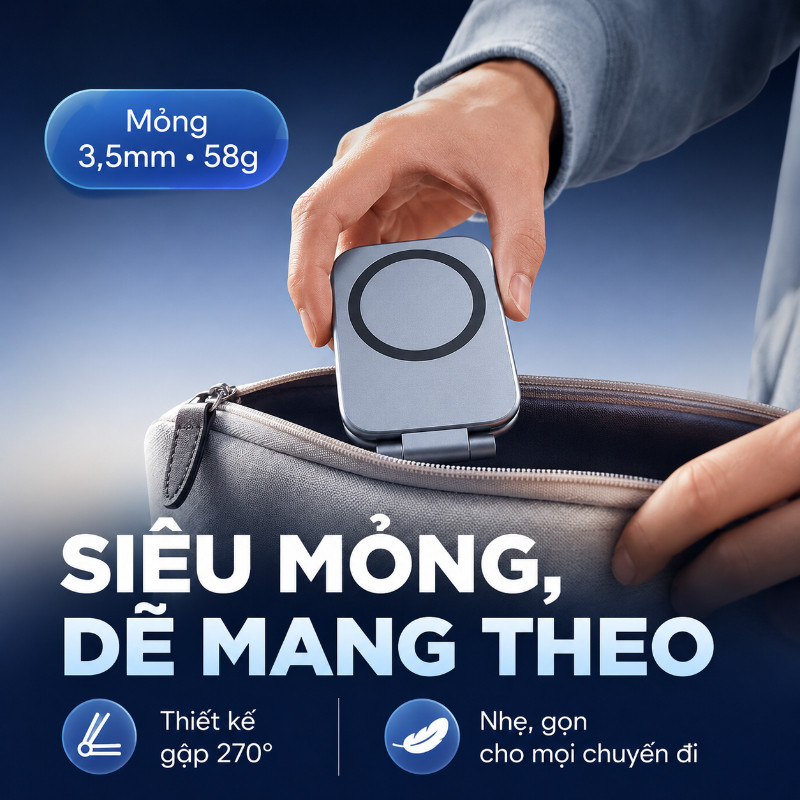 Giá Đỡ Điện Thoại Từ Tính Cho Ô Tô - Siêu Mỏng, Gập Lại, Nam Châm Mạnh & Chống Rung, Cho Bảng Điều Khiển