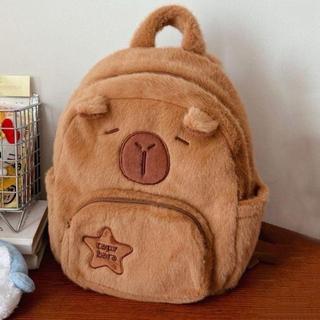 Balo Capybara Dễ Thương Lông Mềm Mịn 29x25cm Đeo Vai Đi Học Đi Chơi