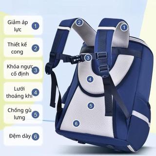 Balo đi học cho bé trai, gái chống gù chống thấm nước dáng hộp hình nơ basic size lớn tặng hộp bút
