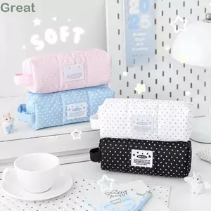 Túi đựng mỹ phẩm TUYỆT VỜI, Túi đựng bút dây kéo chấm bi, Bút chì học sinh dung tích lớn cầm tay đơn giản Đồ dùng học sinh