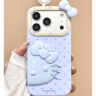 Dễ Thương Toàn Màn Hình Tình Yêu Silicon Mặt Lớn Mèo Nơ Ốp lưng Thích Hợp Cho iPhone17 16 15 14 13 Pro Max Chống Sốc Bảo Vệ Camera Ốp Lưng Mềm Chống Rơi
