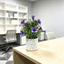 {WELV}White Pot 9-Bloom Faux Lily Plant Plastic Stems Realistic Look for Indoor Spaces