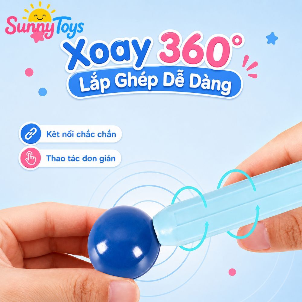 Bộ Xếp Hình Nam Châm SunnyToys 64 Chi Tiết - Ghép Nhà, Ghép Khối Và Mô Hình Sáng Tạo