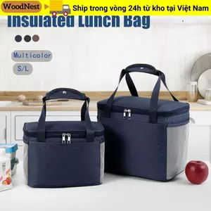 Túi đựng đồ ăn trưa cách nhiệt WOODNEST, Túi đựng thức ăn dung tích lớn bằng đá, Túi đựng đồ ăn trưa dày bằng vải Adiabatic bền bỉ Cắm trại
