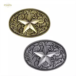 PNPIA- Retro Bronze Star MensBelt Bule Cowboy Western Hợp kim kim kim loại lớn