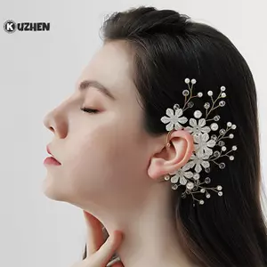 KUZHEN Thời Trang Pha Lê Hoa Tai Không Xuyên Ngọc Trai Handmade Pha Lê Hoa Punk Sáng Bóng Bông Tai Nữ Ngọt Ngào Tinh Tế Kẹp Tai Dự Tiệc Trang Sức Quà Tặng HOT