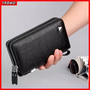 Ví da thật YRBWD, Khe cắm nhiều thẻ dành cho doanh nhân Dây kéo dài, Túi điện thoại ly hợp đơn giản dung lượng lớn thời trang dành cho nam