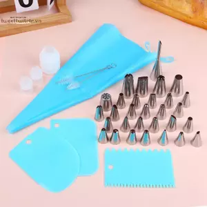 TRTR Bộ Dụng Cụ Trang Trí Bánh Thép Không Gỉ 18 Kem Đóng Băng Ống Đầu Vòi Phun Bánh Ngọt Túi Cho Người sành Ăn Trình Bày VN