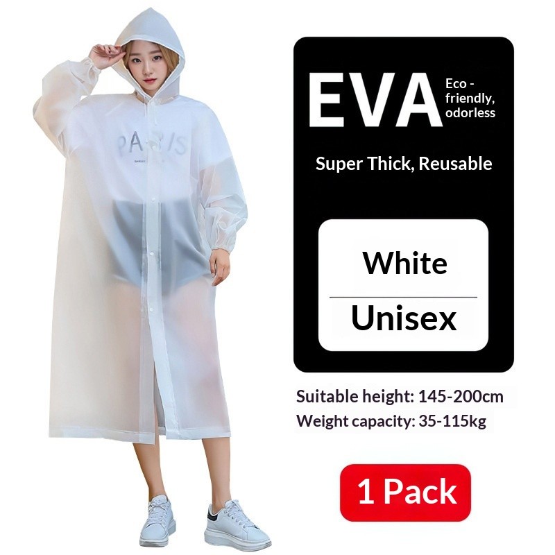 Áo mưa EVA dày VG dành cho người lớn Unisex Áo mưa dài có mũ trùm đầu chống nước Bảo vệ đi xe đạp ngoài trời