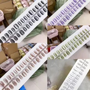 TRTR 30 Cái Kích Thước Khác Nhau Bấm Ngắn Trên Móng Tay Mắt Mèo Trang Trí Có Thể Đeo Móng Tay Giả Full Cover Đầu Móng Tay Nghệ Thuật VN