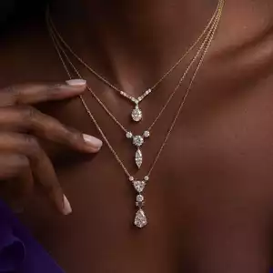 Shuling Mới Phổ Biến Hình Quạt Dọc Kim Cương Mặt Dây Chuyền Vòng Cổ Phong Cách Đa Năng Xương Đòn Dây Chuyền Trang Sức Quà Tặng Cho Bạn Gái