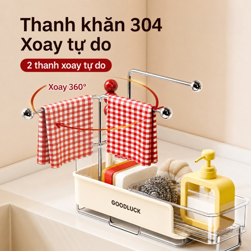 Giá Đỡ Khăn Nhà Bếp, Khay Thoát Nước, Kệ Để Đồ Rửa Chén, Thoát Nước Đa Chức Năng Bên Cạnh Bồn Rửa