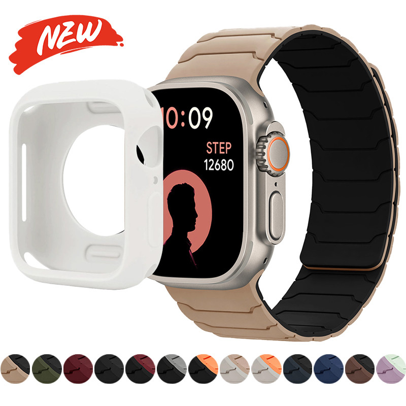 Dây đeo silicon + vỏ bảo vệ màn hình cho Apple Watch S11 / 10 42mm 46mm Ultra3 / 2 / 1 49mm 9 8 7 6 SE 45mm 44mm 41mm 40mm