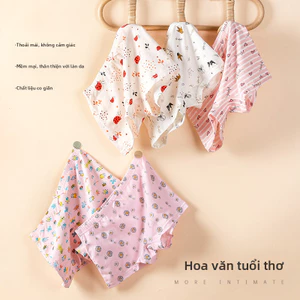 Bộ 5 món Đồ lót bé gái mùa hè, sử dụng vải Cotton co giãn, không cảm giác thân thiện với da, thiết kế bên liền mạch, Slim-Fit nhẹ.