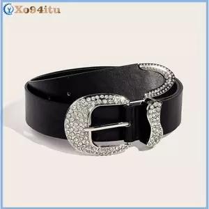 XOITU Thời Trang Kim Cương Giả Y2K Thắt Lưng Nữ Hợp Thời Trang Màu Trơn Lấp Lánh Da PU Cao Bồi Bò Cô Gái Quần Jeans Quần Thắt Lưng Trang Trí VN