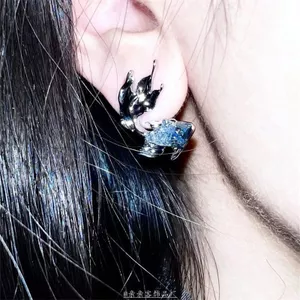 Sâu Biển Hơi Thở Chuyển Màu Xanh Cá Nhỏ Pha Lê Biển Sâu Cá Sóng Zircon Vòng Cổ Bông Tai Không Xuyên Tai Kẹp
