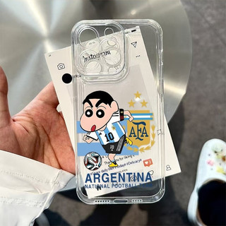 Bóng đá Shin-Chan Thích hợp cho iPhone 17 ProMax Ốp lưng trong suốt hoạt hình XS 15 Pro Max 11 Pro Max 12 14 Pro 7plus 13 Pro 16 Pro Max 17 Pro Vỏ mềm siêu mỏng chống sốc