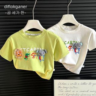 Áo thun Cotton ngắn tay trẻ em bé trai bé gái Áo ba chiều thông thường Quần áo mùa hè cho bé