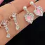 AqToCna 1 Bộ Hàn Quốc Dễ Thương Hồng Pha Lê Trái Tim Bông Tai Nhỏ Ngọt Ngào Thoáng Mát Tình Yêu Zircon Bông Tai Thẩm Mỹ Cô Gái Trang Sức Quà Tặng AqToCna