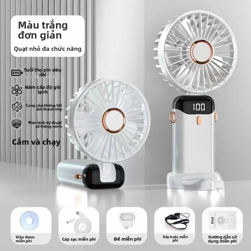 Quạt Nhỏ Cầm Tay Sạc USB Im Lặng Di Động Gió Cao Ký Túc Xá Sinh Viên Giường Di Động Im Lặng Gấp Quạt