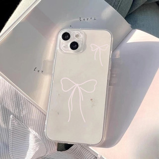 Ốp Lưng Cho OPPO Reno 15F 14F 15 11 12 13 14 Pro 5G Vỏ Điện Thoại Di Động Màu Hồng Nơ Trắng Chống Sốc Mềm Mại Dễ Thương Trong Suốt Họa Tiết Trong Suốt Hoạt Hình Silicone TPU Bảo Vệ Ống Kính Trái Tim Tình Yêu
