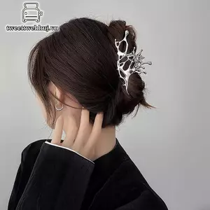 Nhíp Hình Học Vuốt Kẹp Nữ Kim Loại Lớn Màu Bạc Phong Cách Hàn Quốc Thời Trang Cá Mập Kẹp Tóc Lấy Kẹp Bé Gái Phụ Kiện Tóc VN