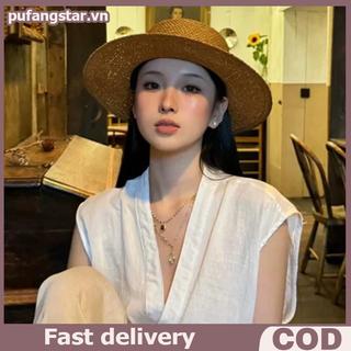 Pufangstar Vành Rộng Panama Mũ Rơm Mùa Hè UV Chống Nắng Áo Hoàn Hảo Cho Đi Biển Du Lịch Và Tiệc Sân Vườn VN