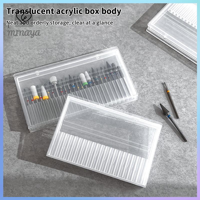 [MINAYA] Hộp lưu trữ mũi khoan móng tay 20 / 24 lỗ Giá đỡ đầu mài móng tay Giá đỡ màn hình Bộ làm sạch Máy cắt chống bụi Dụng cụ làm móng tay VN