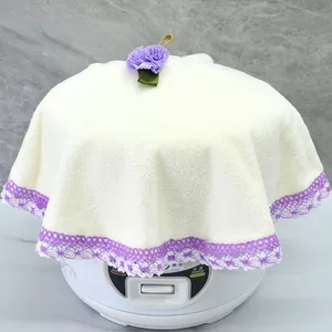 XYLBY14 Tròn Đa Năng Bao Khăn Đa Năng Rag Màu Be Khăn Tròn Nhiều Màu Ren Edging Thấm Hút Nước Không Lint San Hô Lông Cừu Bao Vải