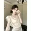 Áo sơ mi cổ gió Pure Desire Mùa hè 2026 Phong cách mới Xù Áo sơ mi voan ruy băng tay bay nhỏ phù hợp