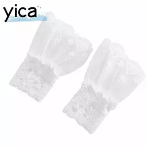 YICA Ren Tay Áo Giả Vòng Tay, Xù Xếp Ly Có Thể Tháo Rời Còng, Vintage Voan Tay Cổ Tay Vòng Tay Màu Trắng Giả Cuff Cosplay Đảng