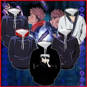 YB1 Jujutsu Kaisen Áo Khoác Nam Cosplay Dài Tay Yuji Gojo Chui Đầu Có Mũ Trùm Đầu Áo Khoác Anime Rời Áo Len