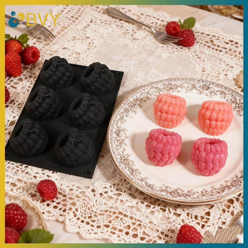BVY 6-Cell Blueberry Hoặc Raspberry Design Khuôn Mousse Trái Cây Pháp Khuôn Bánh Silicon Khuôn Bánh Pudding Socola Dụng Cụ Nướng Bánh Tráng Miệng.