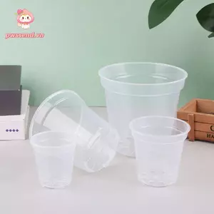 Chậu trồng cây PWSSEND, Nồi bắt đầu tròn bằng nhựa trong suốt, Hộp đựng vườn ươm phong lan công suất lớn DIY tại nhà