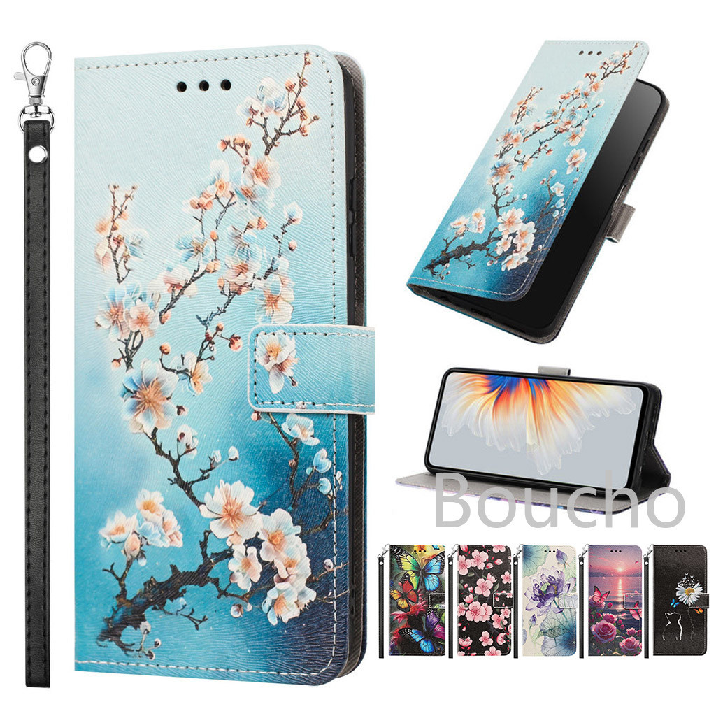Ốp lưng cho OPPO Reno 15F 15 14F 14 13F 13 12F 12 11F 11 F Pro Max 4G 5G Plum Bossom Ví da hoa hồng Vỏ điện thoại lật từ tính có khe cắm thẻ