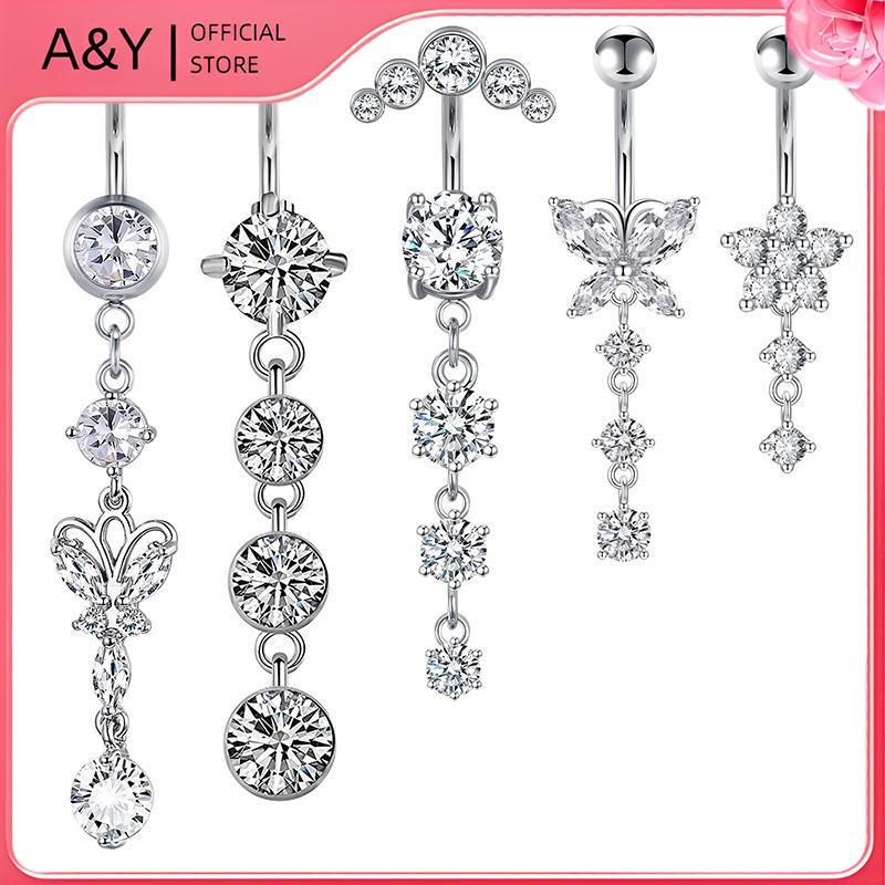 A & Y Giả Bụng Nhẫn Không Xuyên Rốn Bụng Nút Pha Lê Sụn Kẹp Trên Bông Tai Phụ Kiện Trang Sức Cơ Thể.