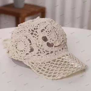 PYCOU Móc Rỗng Mũ Hoa, Mỏng Rỗng Thiết Kế Sang Trọng Móc Rỗng Tấm Che, Họa Tiết Hoa Đơn Giản Mặc Thường Ngày Phong Cách Đơn Giản Nữ Đạt Đỉnh Mũ Nữ Thường Ngày