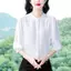 Áo Sơ Mi Nữ 3 / 4 Tay Nữ Thường Ngày Rượu Vang Màu Đỏ Áo Công Sở Nữ OL Áo Làm Việc
