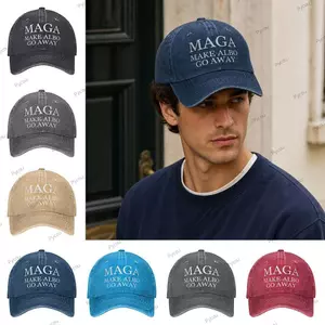 Mũ bóng chày PYCOU, MAGA Make Albo Go Away Mũ chống nắng Denim đau khổ, Bông giặt thoáng khí thông thường Mũ Snapback có thể điều chỉnh ngoài trời