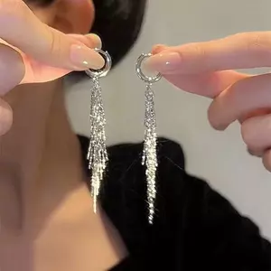 ECK 1 Cặp Kim Loại Phóng Đại Kéo Dài Bông Tai Thả Cho Nữ Bé Gái Thời Trang Tinh Tế Tòn Ten Bông Tai Phụ Kiện Trang Sức Quà Tặng HOT