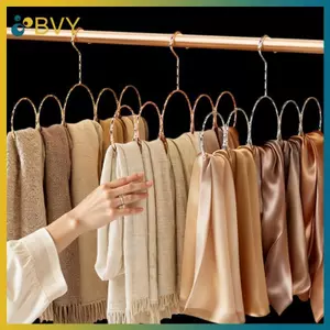 BVY Móc treo khăn bằng thép Mangan cao 5 vòng trên thanh Dây buộc dây sắp xếp Giải pháp lưu trữ tủ quần áo Giá đỡ phụ kiện không có Snag.