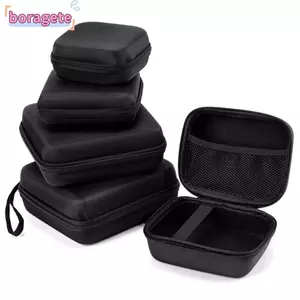 Hộp lưu trữ EVA BORAGETE, Tai nghe dây kéo Mini vỏ cứng, Phụ kiện kỹ thuật số bảo vệ di động màu đen bền bỉ