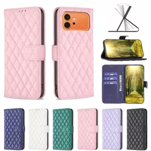 Ốp YJD Cho Honor 600 Pro Flip Gingham Khe Cắm Thẻ Da Chống Rơi Vỏ Điện Thoại